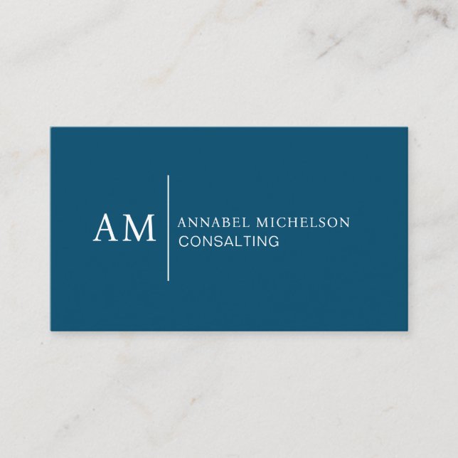 Monogram Blue Business Card (Front)
