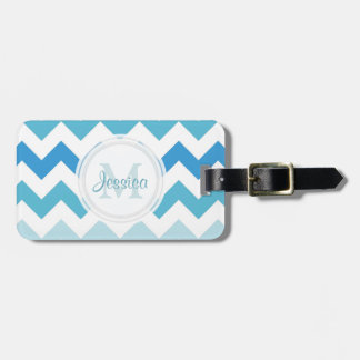 Monogram Blue Chevron Luggage Tag