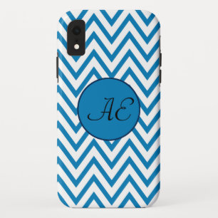 Monogram Blue Chevron Modern Case-Mate iPhone Case