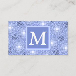 Monogram blue circles pattern business card