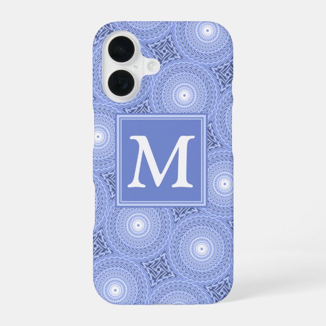 Monogram blue circles pattern Case-Mate iPhone cas 16 Case (Back)