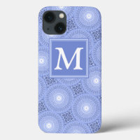 Monogram blue circles pattern Case-Mate iPhone cas