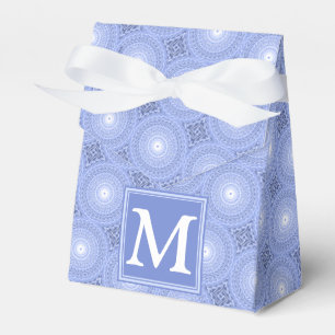 Monogram blue circles pattern favour box