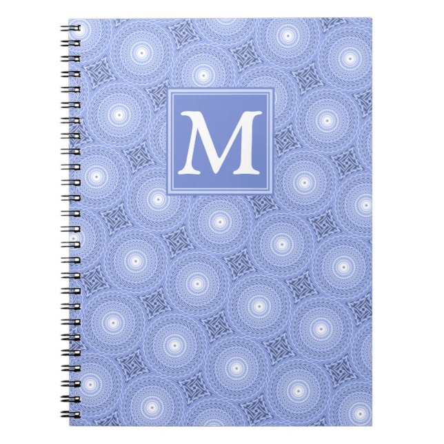 Monogram blue circles pattern notebook (Front)