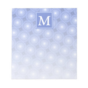 Monogram blue circles pattern notepad