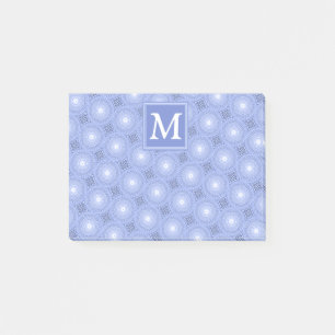 Monogram blue circles pattern post-it notes