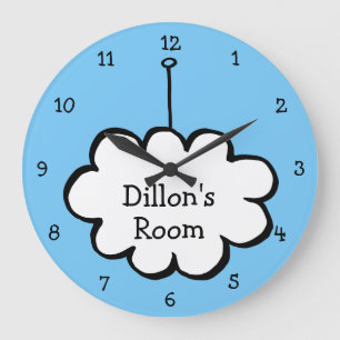 Monogram Blue Cloud On A String Large Clock