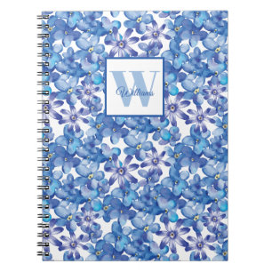 Monogram Blue Floral  Notebook