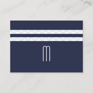 Monogram Blue / Floral Stripe Pattern Business Card