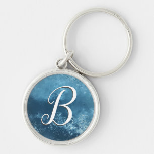 Monogram Blue Frost Script Key Ring