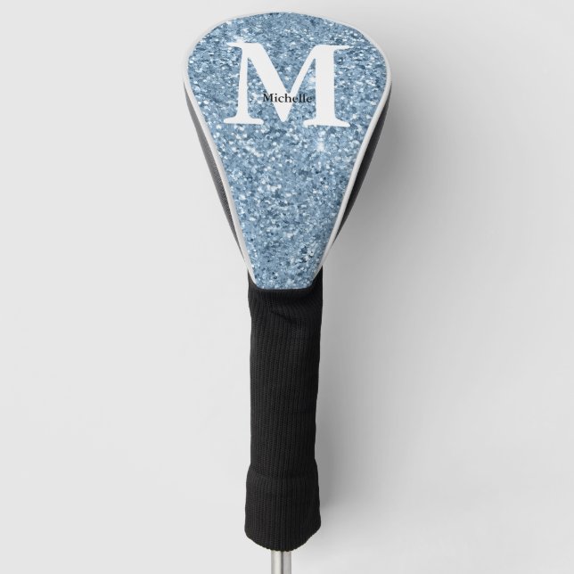 Monogram Blue Glitter  Golf Head Cover (Front)