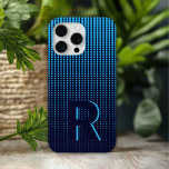 Monogram Blue Halftone Modern Initial Personalised iPhone 15 Pro Max Case<br><div class="desc">Monogram Blue Halftone Modern Initial Personalised iPhone Case features a simple modern blue halftone dot pattern with monogram below in modern script typography. Perfect as a gift for Chirstmas,  birthday,  Father's Day and more. Designed by ©2024 Evco Studio www.zazzle.com/store/evcostudio</div>