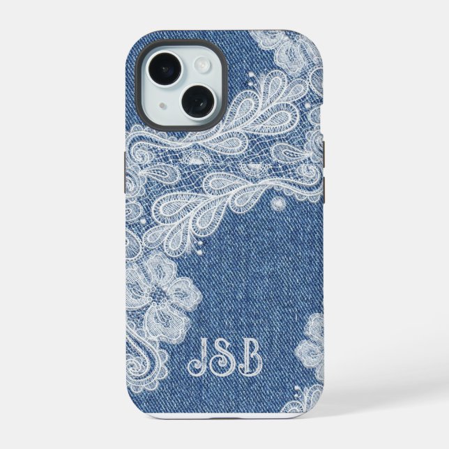 Monogram Blue Jean Denim iPhone / iPad case (Back)