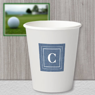 Monogram, Blue Jean Denim Print 8oz Paper Cups