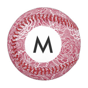 Monogram Blue lace flowers pattern background Baseball