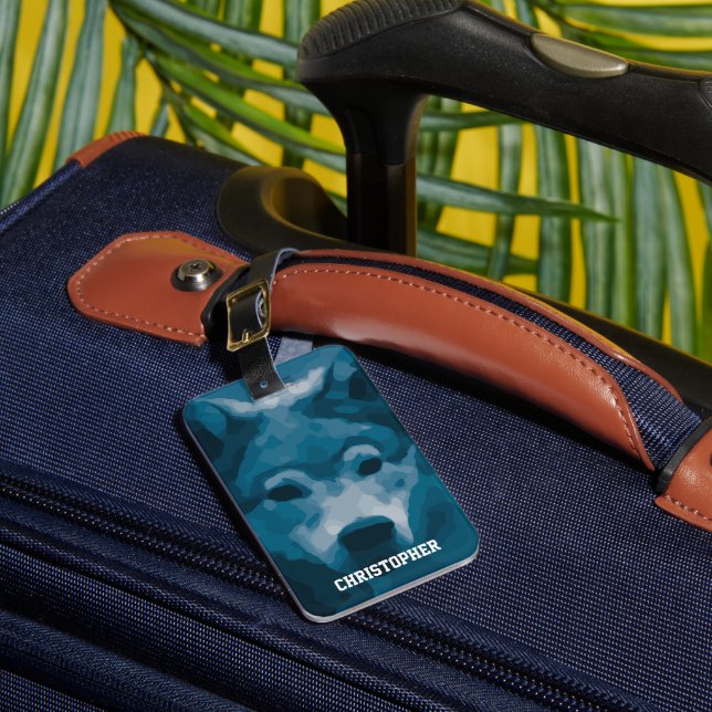 Monogram Blue Lone Wolf Luggage Tag (Front Insitu 1)