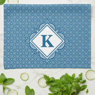 Monogram Blue Mandala Tea Towel