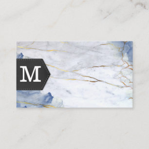 Monogram    Blue Marble Background Business Card