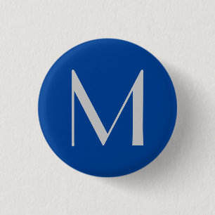 Monogram Blue Modern Add Your Name Initial 3 Cm Round Badge