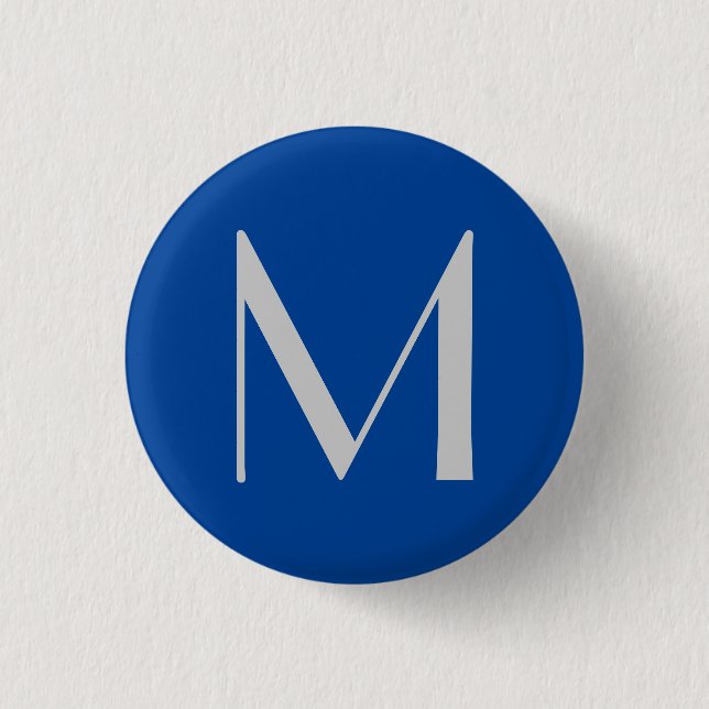 Monogram Blue Modern Add Your Name Initial 3 Cm Round Badge (Front)