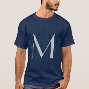 Monogram Blue Modern Add Your Name Initial T-Shirt