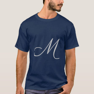 Monogram Blue Modern Add Your Name Initial T-Shirt