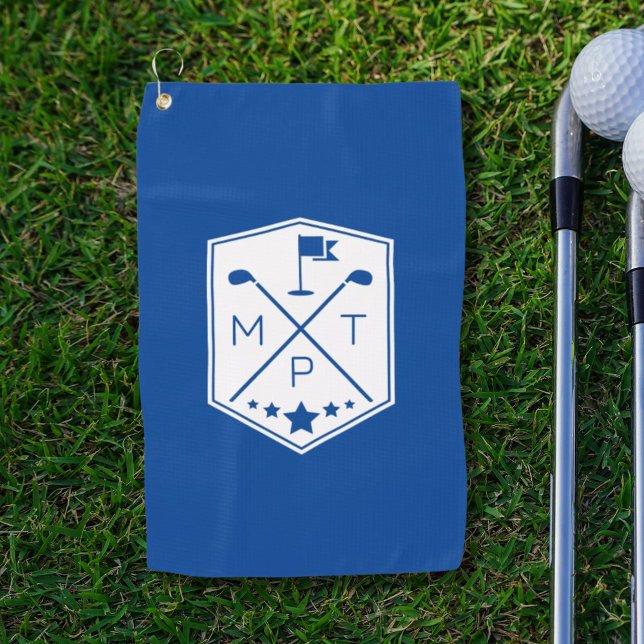 Monogram Blue Name Personalised Golf Towel (Creator Uploaded)