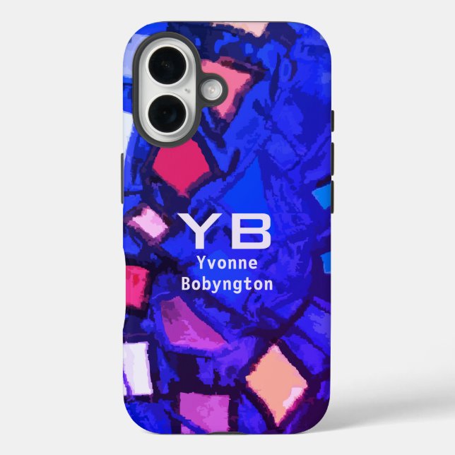 Monogram blue navy indigo abstract colourful brigh Case-Mate iPhone case (Back)