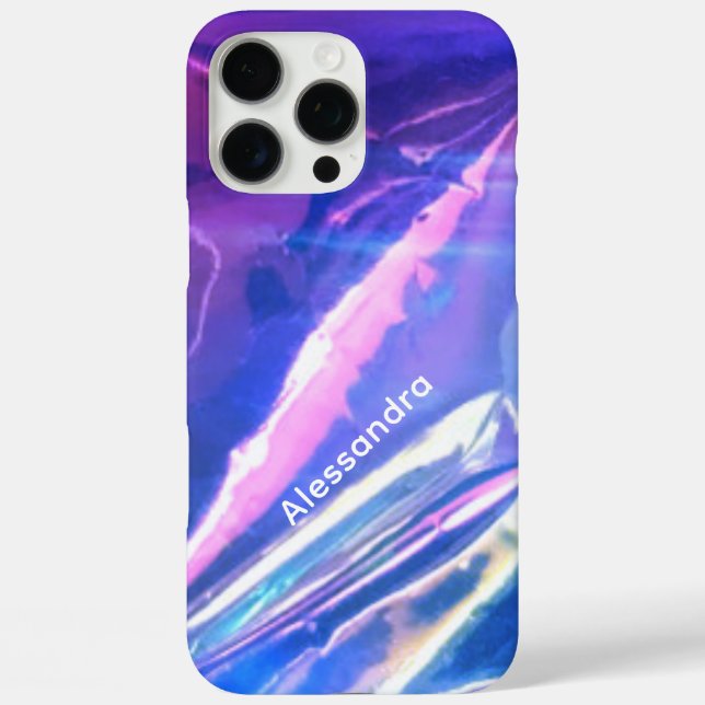 Monogram blue opalescent purple stripe iridescent  Case-Mate iPhone case (Back)