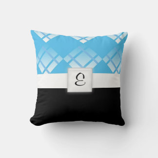 monogram blue plaids cushion