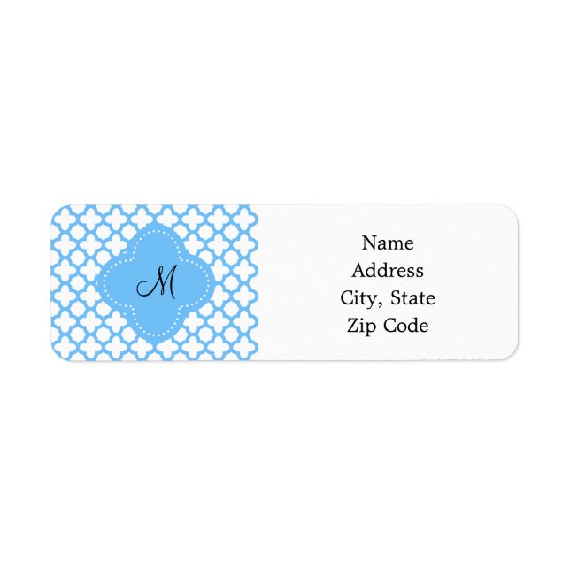 Monogram Blue Quatrefoil Pattern (Front)