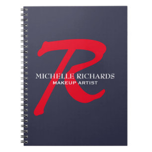 Monogram Blue & Red Makeup Artist Spiral Notebook