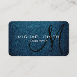 Monogram Blue Sapphire Leather Look Business Card