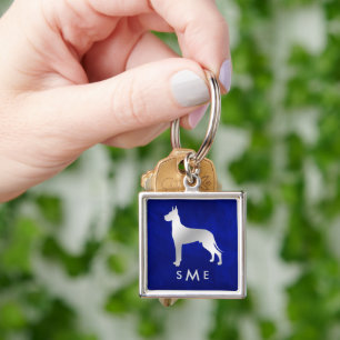 Monogram Blue Silver Great Dane Key Ring