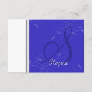 Monogram Blue & Silver Wedding Response RSVP