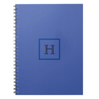 Monogram Blue Simple Stylish Modern Initial Notebook