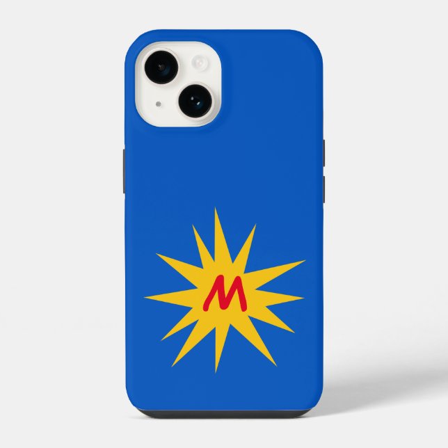 Monogram Blue Starburst iPhone Case (Back)