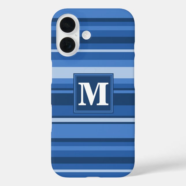 Monogram blue stripes  Case-Mate iPhone case (Back)