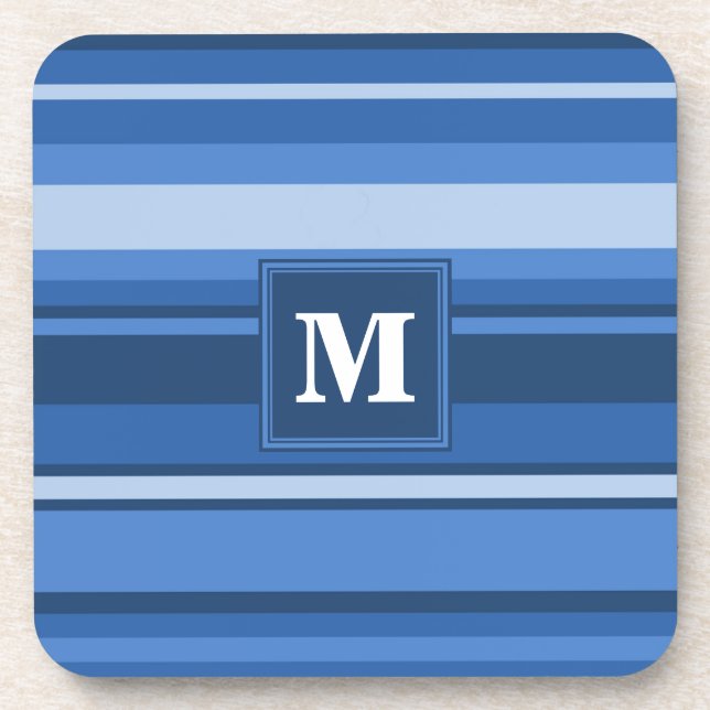 Monogram blue stripes coaster (Front)