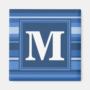 Monogram blue stripes magnet