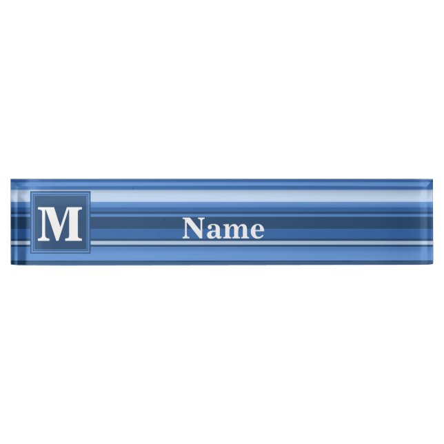 Monogram blue stripes nameplate (Front)