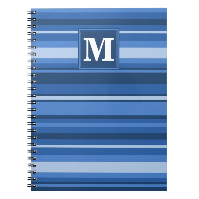 Monogram blue stripes spiral notebook (Front)