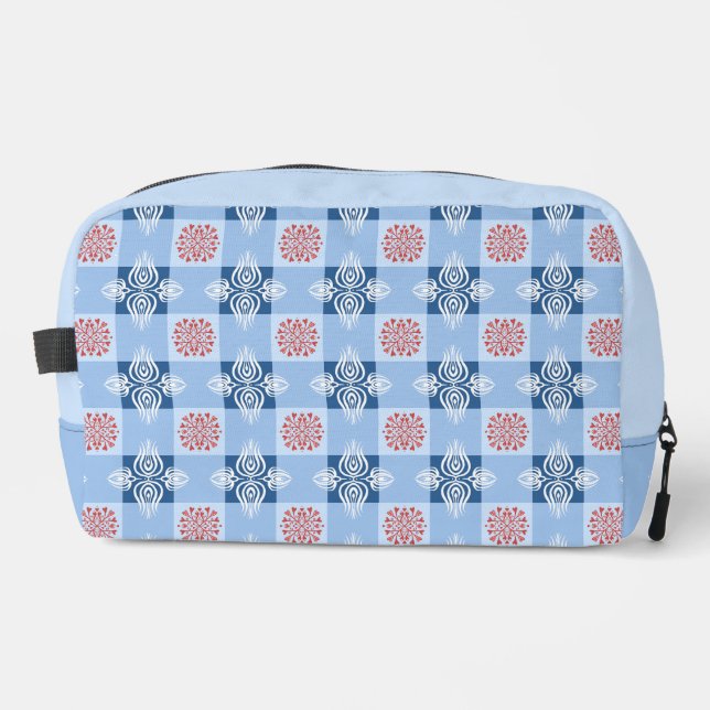 Monogram blue symmetric heart pattern toiletry bag (Front)