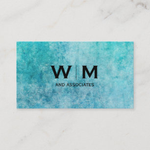 Monogram Blue Texture Simple Business Card