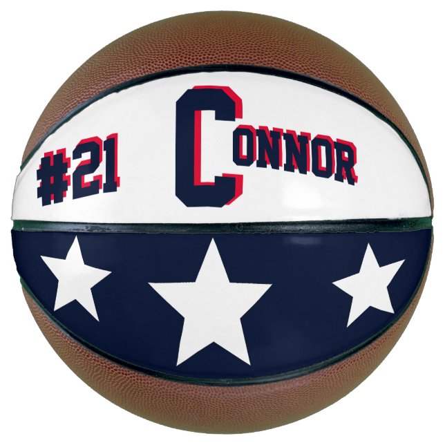 Monogram Blue, White, and Red Basketball (Front)