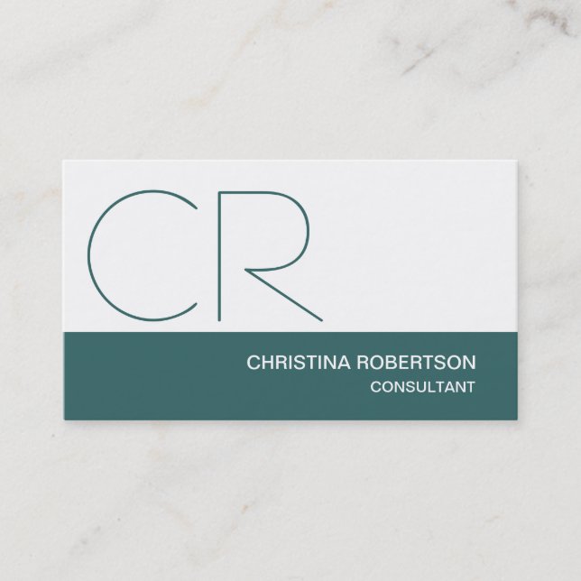 Monogram Blue White Consultant Business Card (Front)