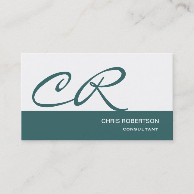 Monogram Blue White Consultant Business Card (Front)