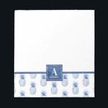 Monogram Blue White Watercolor Pineapple Notepad<br><div class="desc">Personalise this blue and white monogram pineapple notepad. A cool summer tropical theme. So pretty for your office!  Designed for you by Blackberry Boulevard</div>