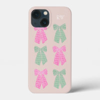 Monogram Blush Gingham Coquette Bow Pattern