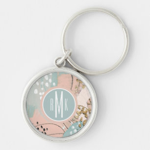 Monogram   Blush & Gold I Key Ring